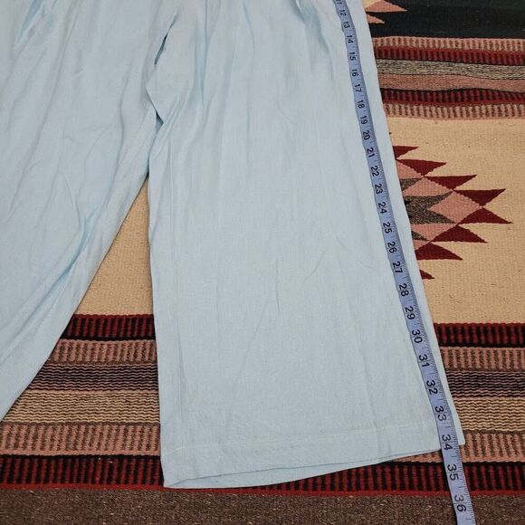 Madewell Pull-On Straight Crop Pant Sz 2 Blue Heron Linen Beachy Coastal NO954 - Picture 10 of 11